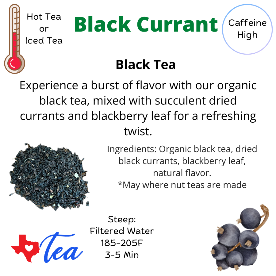 Black currant black tea information, high caffeine