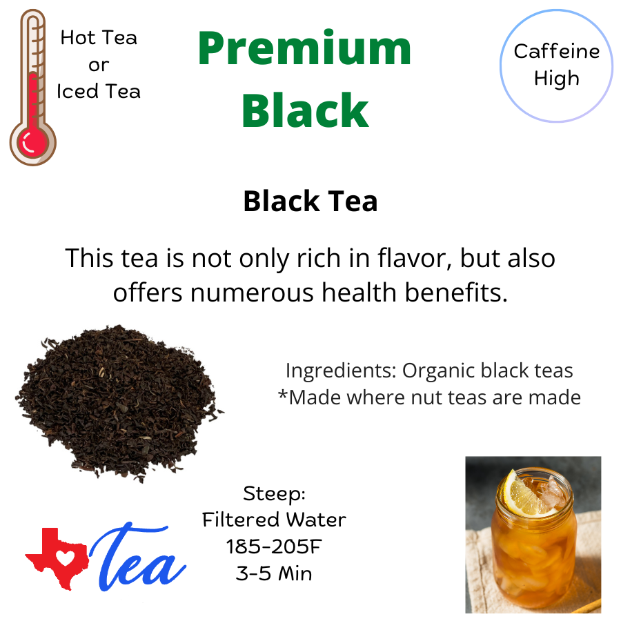 premium black tea information sheet high caffeine