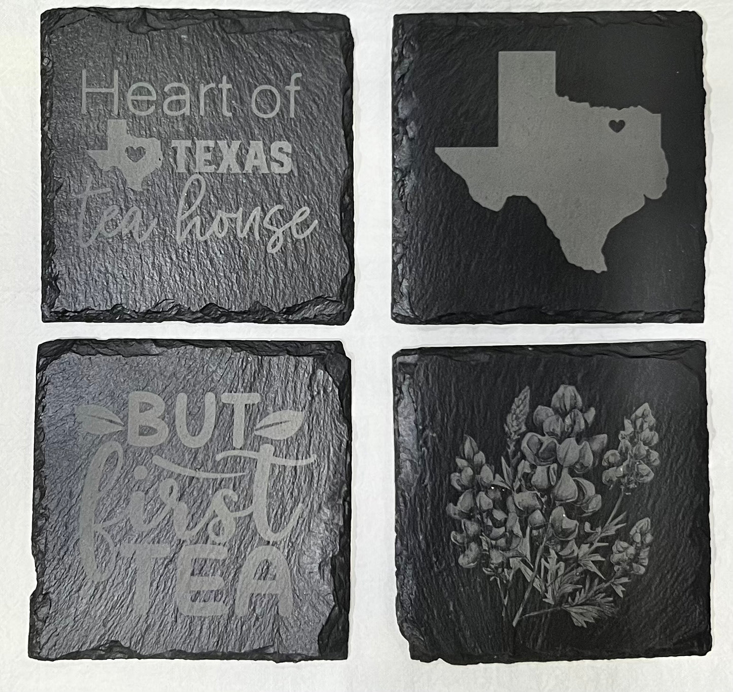 Slate Coasters - “But First Tea”